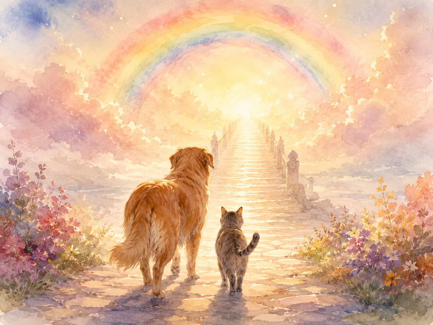 Custom rainbow bridge sympathy gifts and pet remembrance keepsakes for grieving pet parents.